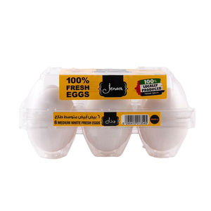 اشتري قم بشراء Jenan White Fresh Eggs Medium 6 pcs Online at Best Price من الموقع - من لولو هايبر ماركت White Eggs في الامارات