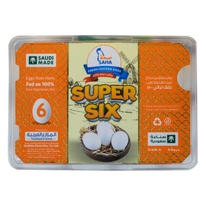 Saha Super Six Fresh White Eggs 6 pcs