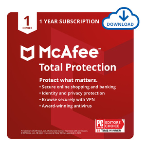 McAfee Total Protection, 5 Devices, 1 User, 1 Year Subscription