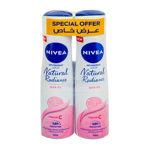 Buy Nivea Natural Radiance Anti-Perspirant Deo Spray With Vitamin C 2 x 150 ml Online at Best Price | Female & Unisex Deo | Lulu UAE in UAE