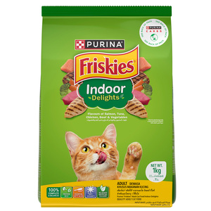 اشتري قم بشراء Purina Friskies Cat Food Indoor Delights Dry Cat Food 1 kg Online at Best Price من الموقع - من لولو هايبر ماركت Cat Food في الامارات