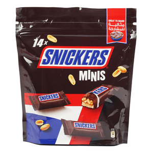 Buy Snickers Minis Chocolate Pouch 14 pcs 252 g Online at Best Price | Chocolate Bags | Lulu KSA in UAE