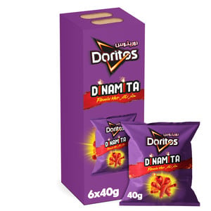 اشتري قم بشراء Doritos Dinamita Flamin Hot Flavored Tortilla Chips 6 x 40 g Online at Best Price من الموقع - من لولو هايبر ماركت Corn Based Bags في الامارات