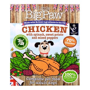 Little BigPaw Chicken with Spinach, Sweet Potato and Peppers Tray Food for Adult Dogs, 390 g