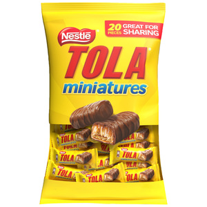 Buy Tola Miniatures Smooth Chocolate & Golden Caramel Crispy Wafer 20 x 8 g Online at Best Price | Chocolate Bags | Lulu Kuwait in UAE