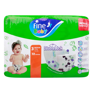 Fine Baby Baby Diapers Mega Pack Size 3 Medium 4-9 kg 72 pcs