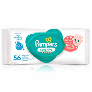 Buy Pampers Sensitive Protect Baby Wipes with 100% Purified Water for Hands and Face 56 pcs Online at Best Price | Baby Wipes | Lulu Kuwait in Kuwait
