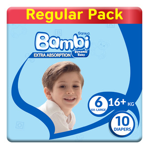 Sanita Bambi Baby Diaper Regular Pack Size 6 XX-Large 16+kg 10 pcs