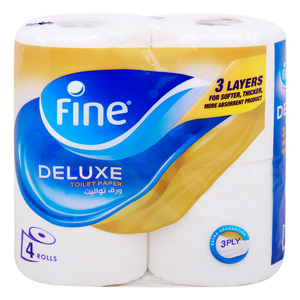 اشتري قم بشراء Fine Deluxe New & Improved Flushable Toilet Paper 3ply 4 Rolls Online at Best Price من الموقع - من لولو هايبر ماركت Toilet Rolls في الامارات