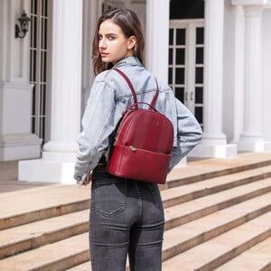 Cortigiani PU Synthetic Leather Backpack For Ladies, Red, CTGKDGZ23-27