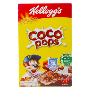 Buy Kelloggs Coco Pops 30% Less Sugar Value Pack 480 g Online at Best Price | Sugar & chocolate cereals | Lulu Kuwait in Kuwait