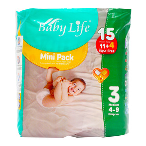 Baby Life Diaper Medium Size 3 4-9 kg 11 + 4 pcs