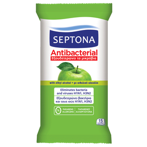 Septona Green Apple Antibacterial Wet Wipes 15 pcs