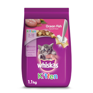 Whiskas Kitten Ocean Fish Flavor with Milk Dry Food for Kittens Aged 2-12 Months 1.1kg