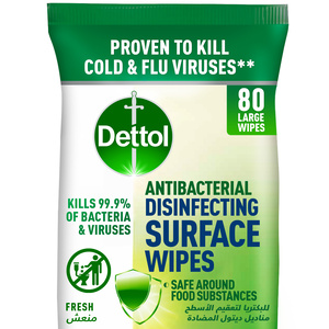 Buy Dettol Fresh Antibacterial Disinfecting Surface Wipes Large 80pcs Online at Best Price | Disp.Cleaning Wipes | Lulu Kuwait in UAE