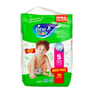 Fine Baby Diapers Size 5 Maxi 11-18kg Mega Pack Value Pack 70 pcs