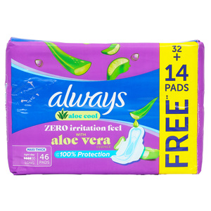 Always Aloe Cool Maxi Thick with Wings Long Value Pack 46 pcs