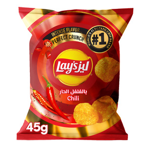 Buy Lays Potato Chips Chilli 45 g Online at Best Price | Potato Bags | Lulu Kuwait in Kuwait