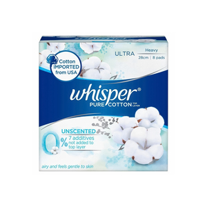 Whishper Pure Cotton Unscentd Ultra Heavy 28cmx8pads