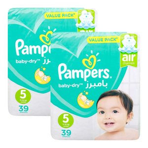 Pampers Baby Dry Diaper Size 5, 11-16kg Value Pack 2 x 39 pcs