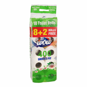 Wow Toilet Rolls 2ply 400 Sheets 8+2