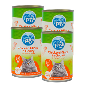 اشتري قم بشراء Meo Fresh Chicken Mince in Gravy 4 x 400 g Online at Best Price من الموقع - من لولو هايبر ماركت Cat Food في الكويت