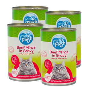 اشتري قم بشراء Meo Fresh Beef Mince in Gravy 4 x 400 g Online at Best Price من الموقع - من لولو هايبر ماركت Cat Food في السعودية