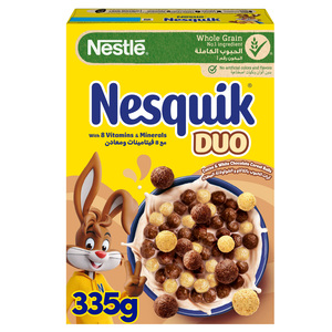 Buy Nestle Nesquik Duo Breakfast Cereal 335 g Online at Best Price | Sugar & chocolate cereals | Lulu Kuwait in Kuwait