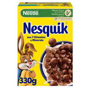 Buy Nestle Nesquik Chocolate Breakfast Cereal Pack 330 g Online at Best Price | Sugar & chocolate cereals | Lulu Kuwait in UAE