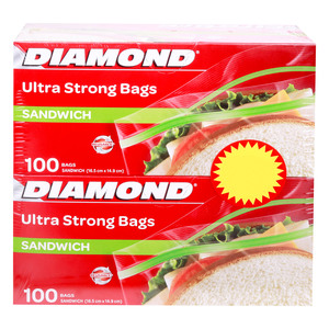 Diamond Sandwich Bags, 2 x 100 pcs