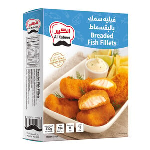 Buy Al Kabeer Breaded Fish Fillets 330 g Online at Best Price | Fish Fingers & Steak | Lulu Kuwait in Saudi Arabia