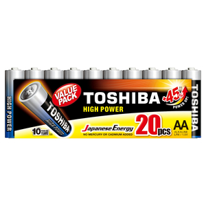 Toshiba High Power Alkaline AA Battery, 1.5V x 20 Pcs, LR06