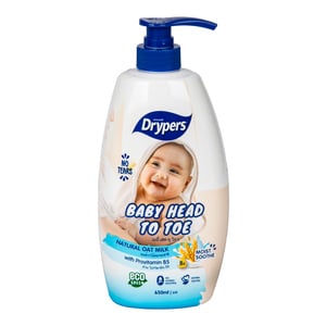 Drypers Baby Bath Head To Toe Natural  Oat Milk 650 ml