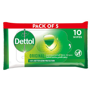 Dettol Original Antibacterial Multi Use Wipes 5 x 10pcs