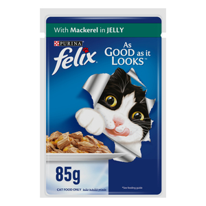 اشتري قم بشراء Purina Felix Adult Cat With Mackerel In Jelly 85 g Online at Best Price من الموقع - من لولو هايبر ماركت Cat Food في الكويت