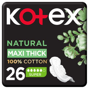 Kotex Natural Cotton Maxi Thick Super with Wings 26pcs