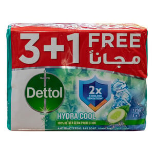Dettol Hydra Cool Antibacterial Bar Soap 120 g 3+1