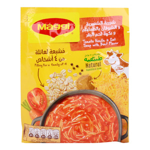 Maggi Tomato Noodle & Oat Soup with Beef Flavor, 65 g