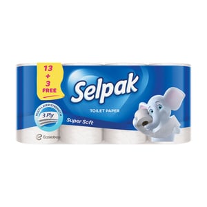 Selpak Super Soft Toilet Paper 3ply 140 Sheets 13+3