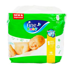 Fine Baby Diaper Super Dry Size 1 New Born 2-5 kg 18 pcs