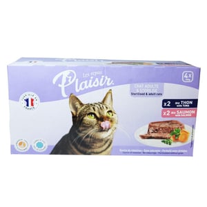 Plaisir Adult Cat Food Tuna & Salmon Pate 4 x 100 g