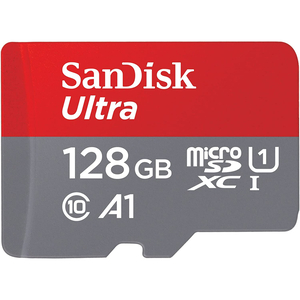 SanDisk Ultra UHS I MicroSD Card, 128 GB, 140MB/s, Gray/Red, SDSQUAB-128G-GN6MN