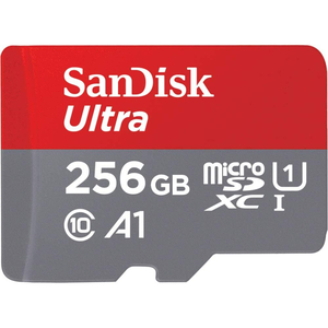 SanDisk Ultra UHS I MicroSD Card, 256 GB, 150MB/s, Gray/Red, SDSQUAC-256G-GN6MN