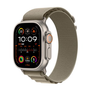 Apple Watch Ultra 2 GPS + Cellular, Titanium Case with Olive Alpine Loop, 49 mm, Large, MRF03AE/A