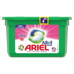 Buy Ariel All In 1 PODS Washing Liquid Capsules With Touch Of Freshness Downy Value Pack 15 pcs Online at Best Price | Liquid Detergent | Lulu Kuwait in UAE