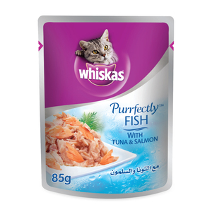 Whiskas Purrfectly Fish with Tuna & Salmon Wet Cat Food for Adult Cats 85g