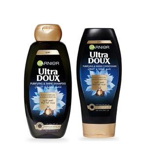 اشتري قم بشراء Garnier Shampoo Ultra Doux Black Charcoal & Nigella Seed Oil 400 ml + Conditioner 400 ml Online at Best Price من الموقع - من لولو هايبر ماركت Shampoo في الكويت