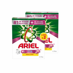 Ariel Automatic Downy Fresh Laundry Detergent Powder, Number 1 in Stain Removal with 48 Hours of Freshness, 2 x 2.5 kg