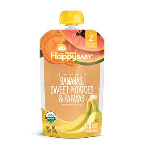 Happy Baby Stage 2 Organics Clearly Crafted Bananas, Sweet Potatoes & Papayas Baby Food 113 g