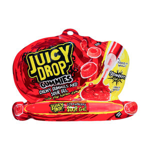 Bazooka Juicy Drop Gummies Chews Sour Gel Strawberry 57 g
